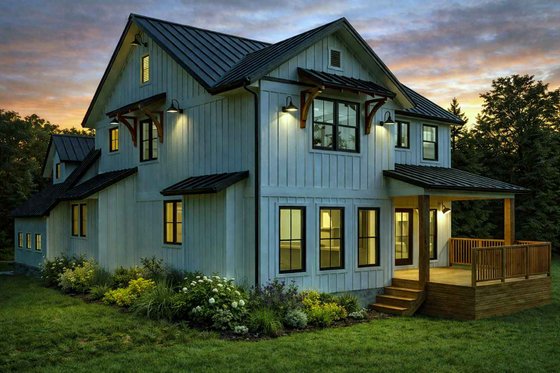 Exterior - Rear Elevation 1 for Farmhouse House Plan #1101-59 - 3 bed, 2.5 bath
