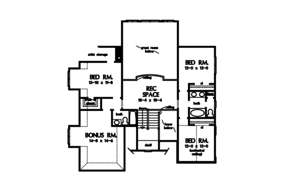 Floor Plan - Upper Floor for European House Plan #929-838 - 5 bed, 4 bath