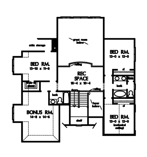 House Design - European Floor Plan - Upper Floor Plan #929-838