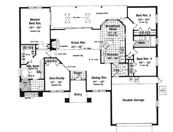 Architectural House Design - Mediterranean Floor Plan - Main Floor Plan #417-698