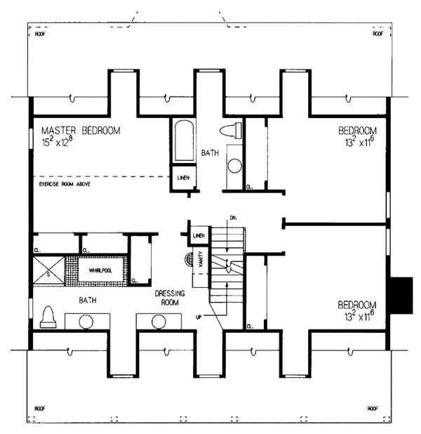 House Blueprint - Colonial Floor Plan - Upper Floor Plan #72-813
