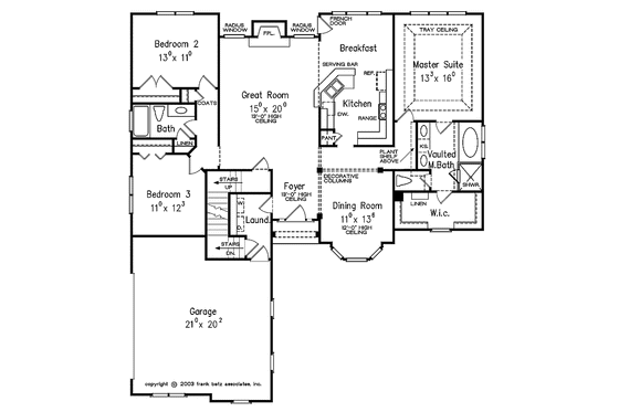 Floor Plan - Main Floor for Traditional House Plan #927-921 - 3 bed, 2 bath