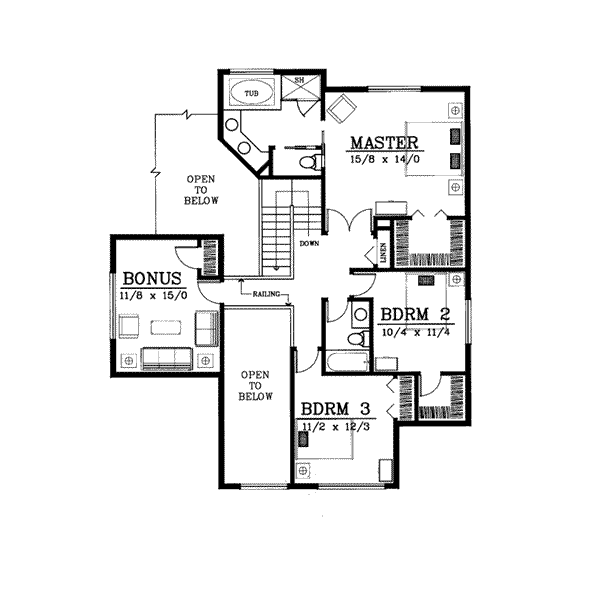 Architectural House Design - Prairie Floor Plan - Upper Floor Plan #94-214