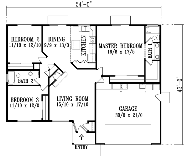 Adobe / Southwestern Floor Plan - Main Floor Plan #1-1288