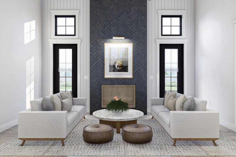 House Blueprint - Interior - Family Room 1 for Barndominium House Plan #455-662 - 3 bed, 2 bath