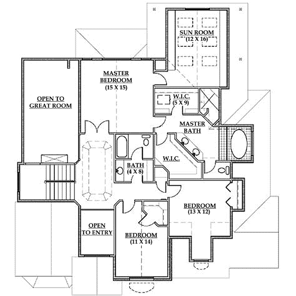 House Design - Traditional Floor Plan - Upper Floor Plan #5-186