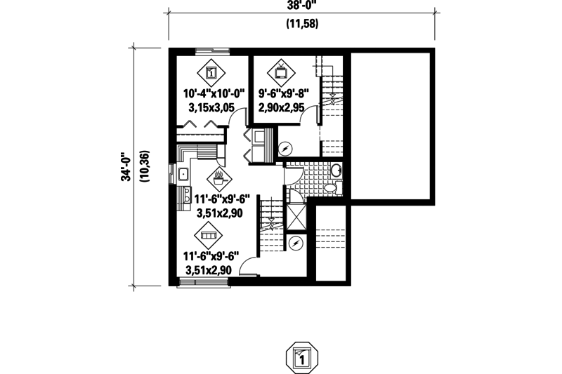 Architectural House Design - Floor Plan - Lower Floor for Contemporary House Plan #25-4401 - 4 bed, 2.5 bath