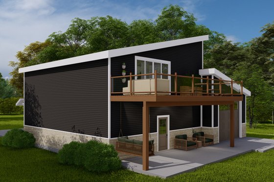 Exterior - Rear Elevation 1 for Modern House Plan #1060-155 - 1 bed, 1.5 bath