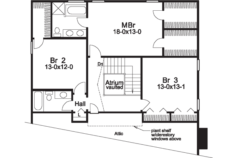 Architectural House Design - Floor Plan - Upper Floor House Plan #57-581 - 4 bed, 3.5 bath