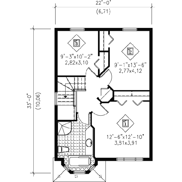 Traditional Floor Plan - Upper Floor Plan #25-4044