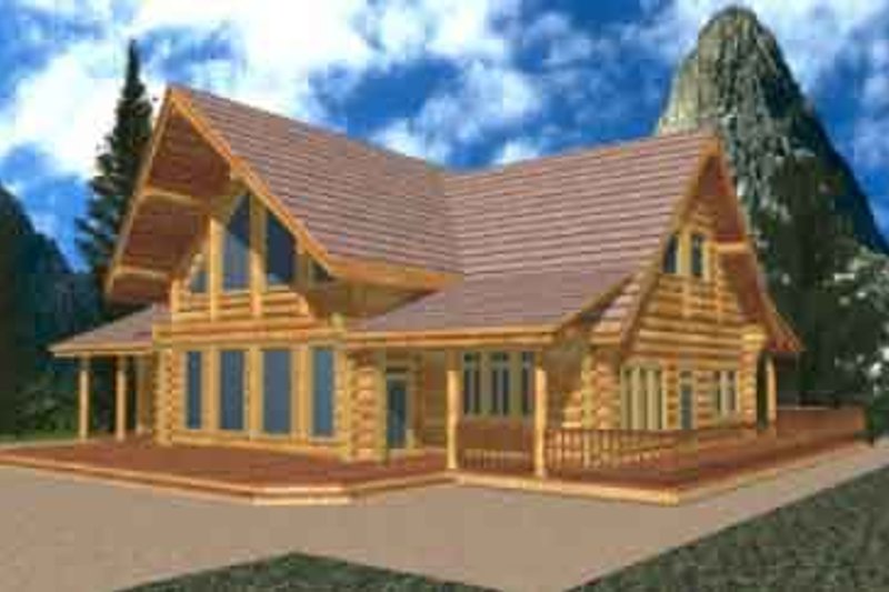 Home Plan - Log Exterior - Front Elevation Plan #117-126