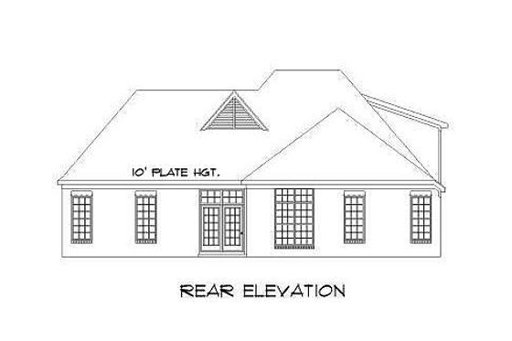 Exterior - Rear Elevation for European House Plan #424-78 - 4 bed, 3.5 bath
