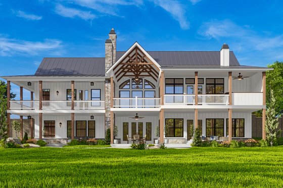 Exterior - Rear Elevation 1 for Farmhouse House Plan #54-488 - 3 bed, 3.5 bath