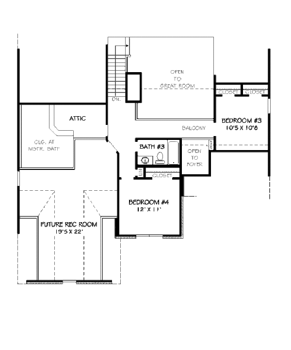 Traditional Floor Plan - Upper Floor Plan #424-47