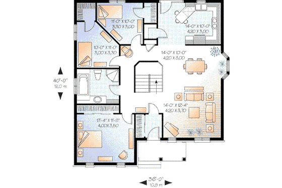 Floor Plan - Main Floor for European House Plan #23-324 - 3 bed, 1 bath