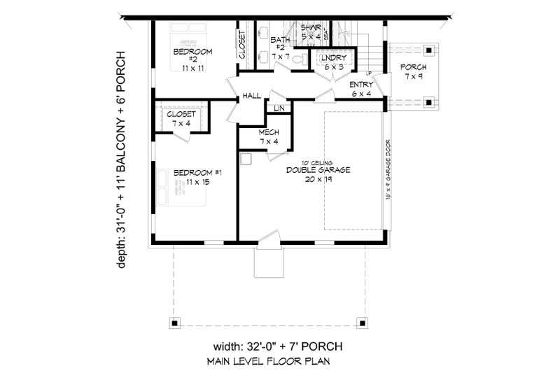 Architectural House Design - Floor Plan - Main Floor for Contemporary House Plan #932-472 - 2 bed, 2 bath