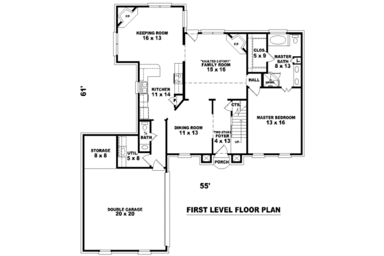 Floor Plan - Main Floor for European House Plan #81-13677 - 4 bed, 3.5 bath