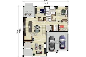 Floor Plan - Main Floor for Contemporary House Plan #25-4896 - 3 bed, 2 bath