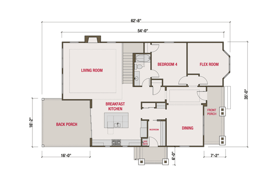 Floor Plan - Main Floor for Farmhouse House Plan #461-59 - 4 bed, 3 bath