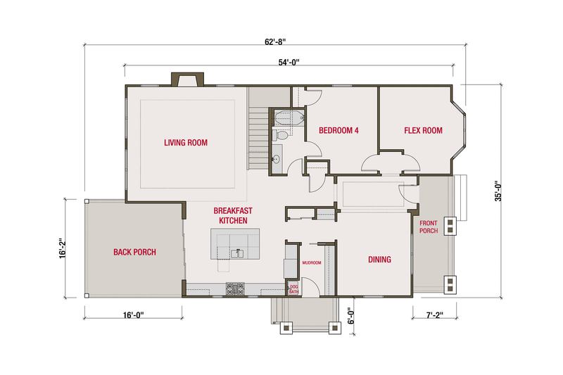 Dream House Plan - Floor Plan - Main Floor for Farmhouse House Plan #461-59 - 4 bed, 3 bath