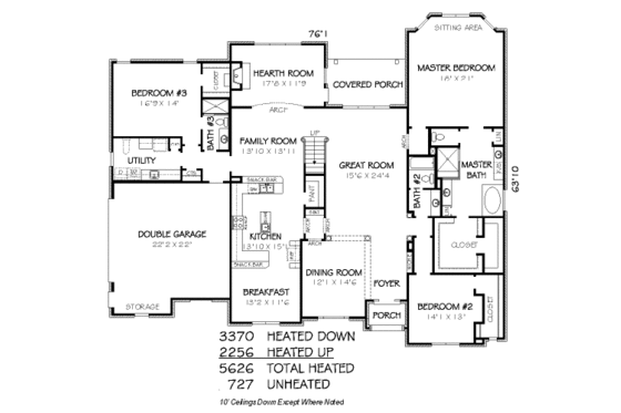 Floor Plan - Main Floor for European House Plan #424-213 - 5 bed, 5 bath