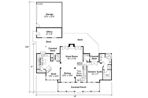 Floor Plan - Main Floor for Farmhouse House Plan #124-269 - 3 bed, 3.5 bath