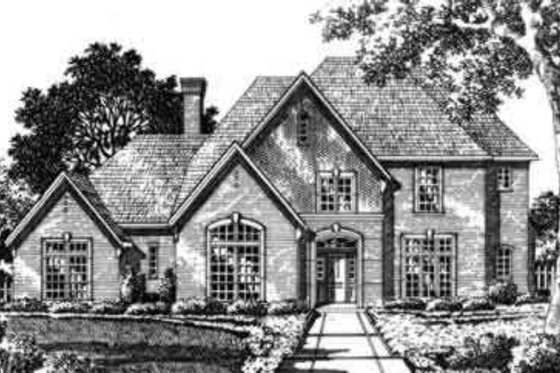 Exterior - Front Elevation for European House Plan #141-143 - 5 bed, 4.5 bath