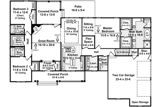 Floor Plan - Main Floor for Traditional House Plan #21-178 - 3 bed, 3.5 bath