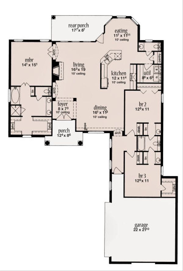 Architectural House Design - European Floor Plan - Main Floor Plan #36-482
