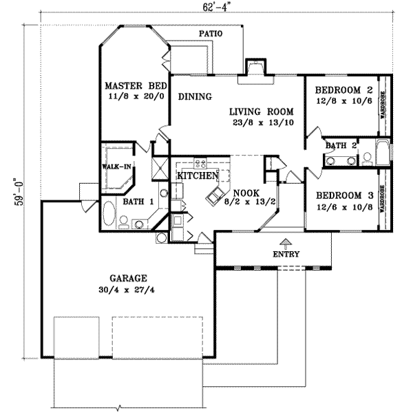 Adobe / Southwestern Floor Plan - Main Floor Plan #1-433