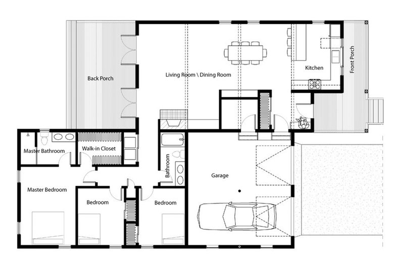 Architectural House Design - Floor Plan - Main Floor for Country House Plan #497-42 - 3 bed, 2 bath