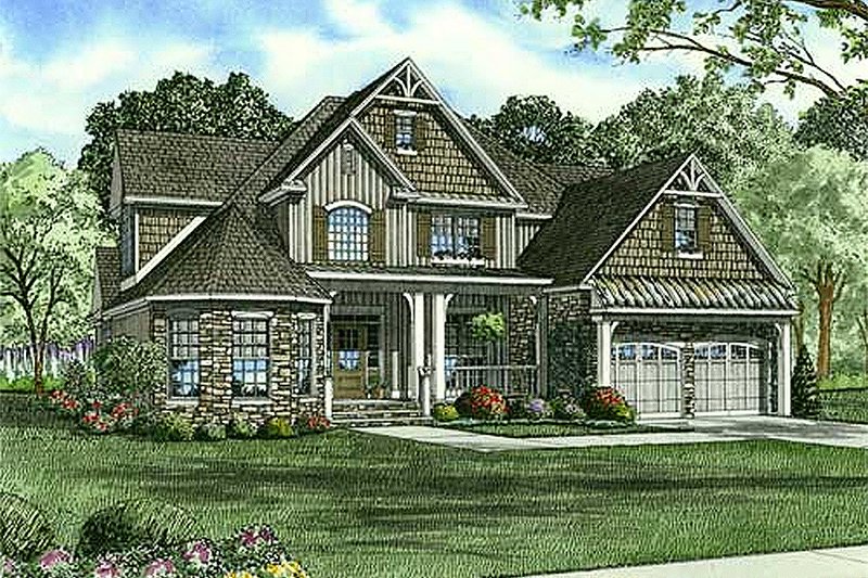 Dream House Plan - Exterior - Front Elevation 3 for Country House Plan #17-1169 - 4 bed, 3 bath