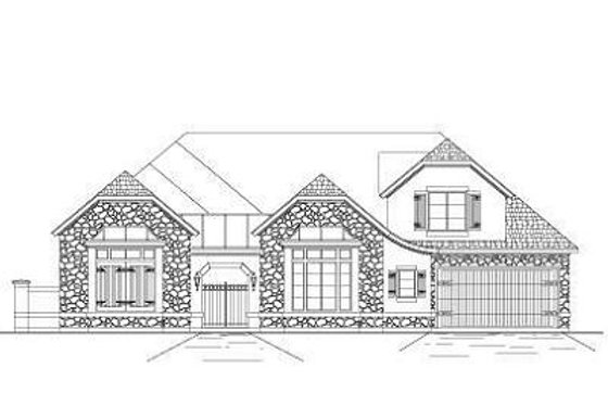 Exterior - Front Elevation for European House Plan #411-823 - 5 bed, 4.5 bath
