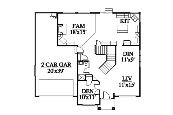 Floor Plan - Main Floor for Contemporary House Plan #951-5 - 4 bed, 3 bath