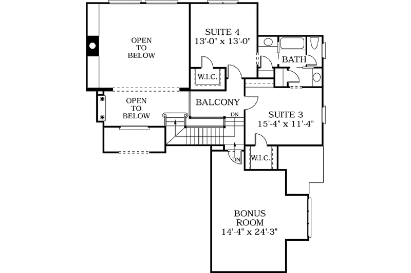 Home Plan - Floor Plan - Upper Floor for Mediterranean House Plan #453-222 - 4 bed, 3.5 bath