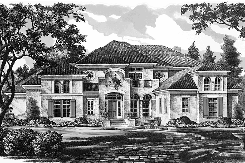 Architectural House Design - Exterior - Front Elevation 3 for Mediterranean House Plan #952-185 - 4 bed, 3.5 bath