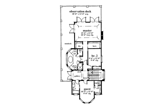 Floor Plan - Upper Floor for Mediterranean House Plan #930-79 - 3 bed, 2.5 bath