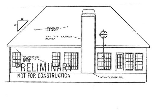 Exterior - Rear Elevation for Country House Plan #927-240 - 3 bed, 2 bath