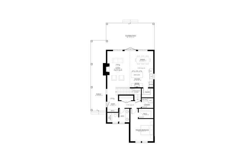 Home Plan - Floor Plan - Main Floor for Cottage House Plan #1114-41 - 3 bed, 2 bath