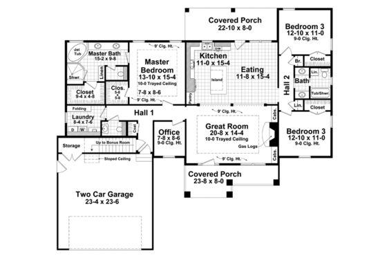 Floor Plan - Main Floor for Craftsman House Plan #21-432 - 3 bed, 2.5 bath