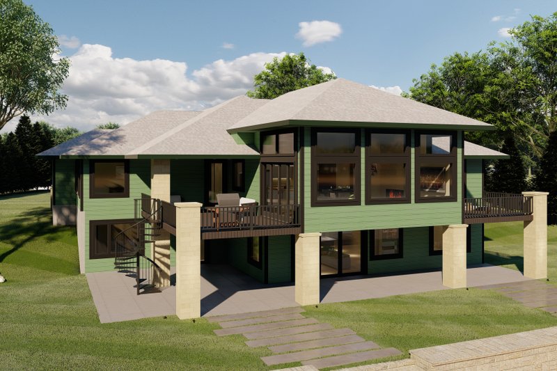 Architectural House Design - Exterior - Rear Elevation for Modern House Plan #1122-12 - 2 bed, 3 bath