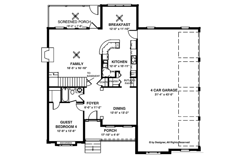 Architectural House Design - Floor Plan - Main Floor for Traditional House Plan #56-669 - 4 bed, 4 bath