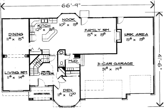 Floor Plan - Main Floor for Traditional House Plan #308-156 - 5 bed, 2.5 bath