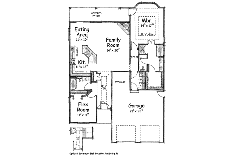 Home Plan - Floor Plan - Main Floor for Traditional House Plan #20-1612 - 2 bed, 2 bath
