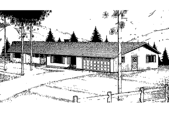 Exterior - Front Elevation 3 for Ranch House Plan #60-744 - 4 bed, 2.5 bath