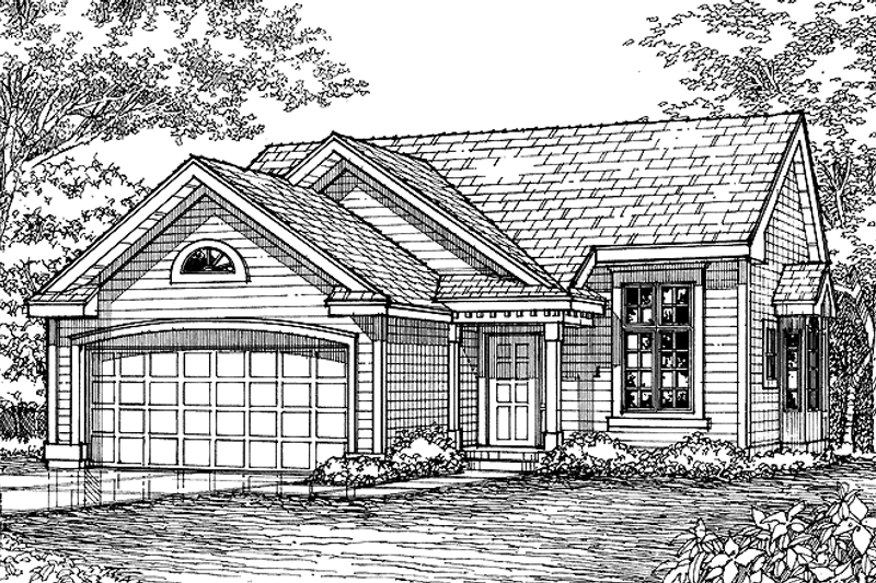 House Blueprint - Bungalow Exterior - Front Elevation Plan #320-555