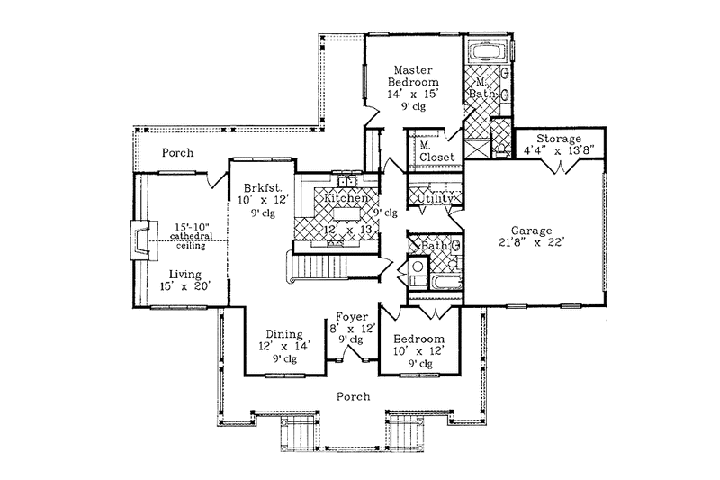 Home Plan - Floor Plan - Main Floor for Country House Plan #985-7 - 4 bed, 3 bath