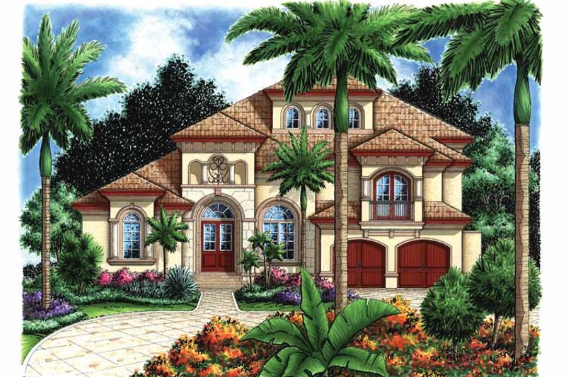 House Blueprint - Mediterranean Exterior - Front Elevation Plan #1017-16