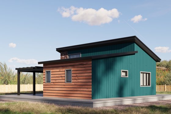 Exterior - Front Elevation 3 for Cabin House Plan #1106-118 - 1 bed, 1 bath