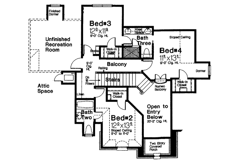 Home Plan - Floor Plan - Upper Floor for Country House Plan #310-1198 - 4 bed, 3.5 bath